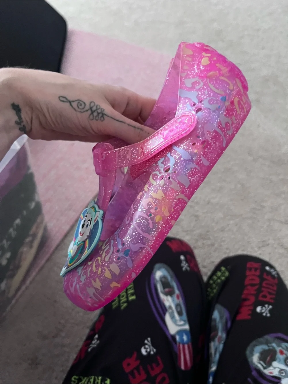 Paw Patrol Pink Glitter Mary Jane Sandals with Character Art